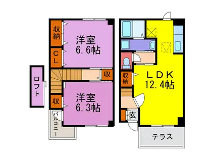 グリーンゲーブルズ(2LDK/1階)の間取り写真