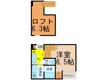 THE GREYHOUSE(1K/2階)の間取り写真