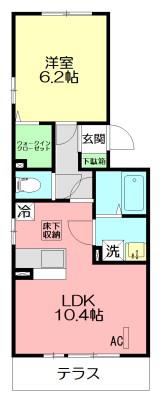 コンフィデンテI(1LDK/1階)の間取り写真