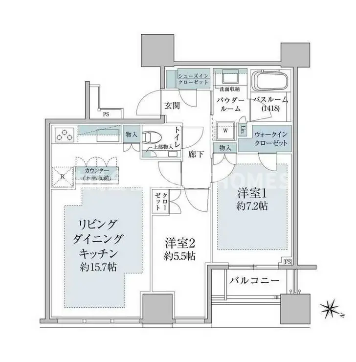 プレミストタワー白金高輪 27階階 間取り