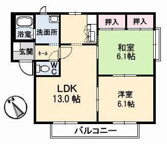 CHEZ-MOI A棟(2LDK/1階)の間取り写真