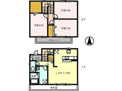 ローズコート南久万(3LDK/1階)の間取り写真
