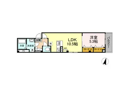インコントリ(1LDK/4階)の間取り写真