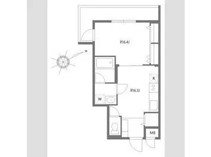オクドテラス(1DK/3階)の間取り写真