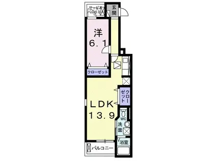 ルナ・ソーレ(1LDK/1階)の間取り写真