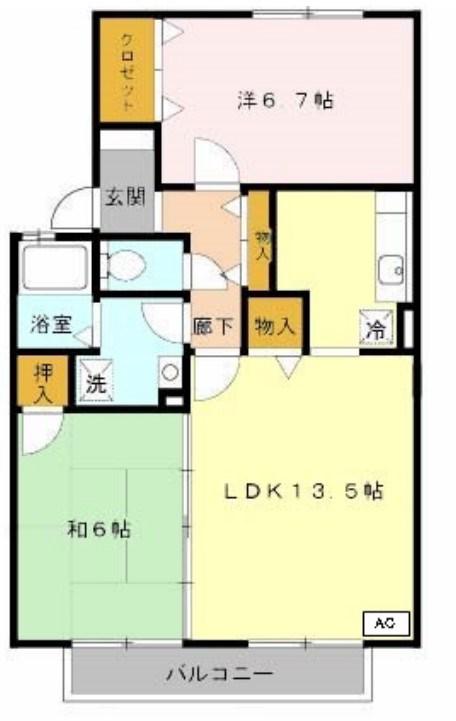 ガーデンプレイス白浜(2LDK/2階)の間取り写真