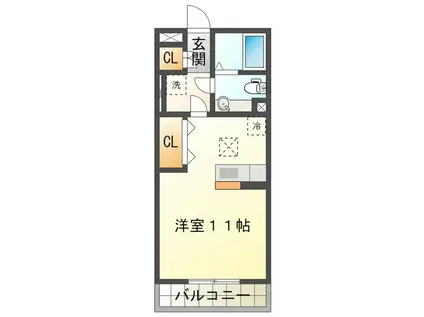 セーリングV A(ワンルーム/1階)の間取り写真