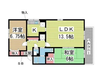 サニーガーデン須磨(2LDK/2階)の間取り写真
