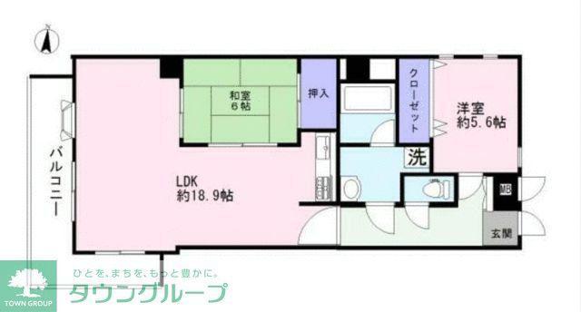 ニューウェルテラス生田(2LDK/6階)の間取り写真