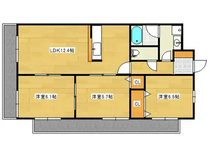 プロスペリティNAKAMURA(3LDK/7階)の間取り写真