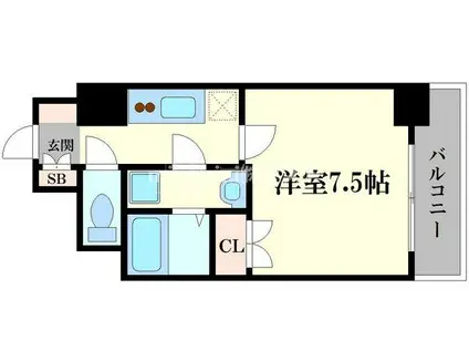 エグゼ難波南VI(1K/12階)の間取り写真