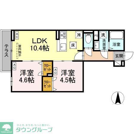 セレスティア南花畑III(2LDK/1階)の間取り写真