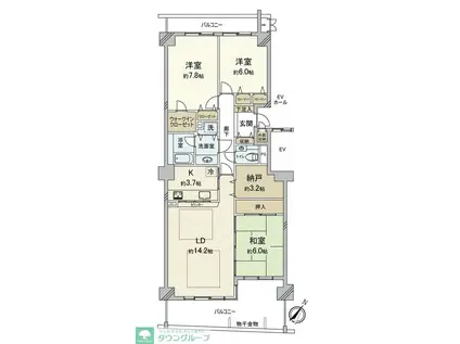 アイムふじみ野南弐番館(3SLDK/14階)の間取り写真