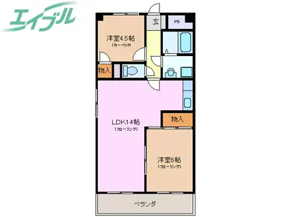 ファクタービル(2LDK/6階)の間取り写真