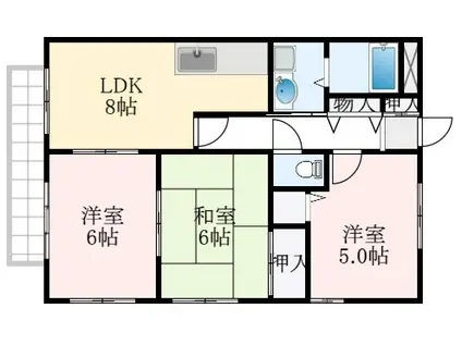 クラージュ土師A棟(3LDK/1階)の間取り写真