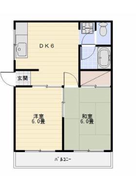 コンティニューII(2DK/2階)の間取り写真