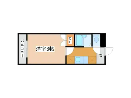 S・エルモサ(1K/3階)の間取り写真