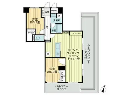 ライオンズプラザ川口本町(2LDK/10階)の間取り写真