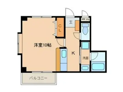 クオン千原(1K/4階)の間取り写真