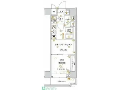 ガリシア亀戸水神(1DK/9階)の間取り写真