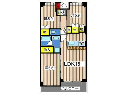 プライムヒルズ東戸塚(3LDK/4階)の間取り写真