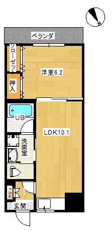 ピアコートB(1LDK/1階)の間取り写真