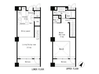 パークアクシス南麻布(1LDK/2階)の間取り写真