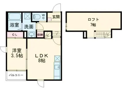 ステーブル佐賀(1LDK/2階)の間取り写真