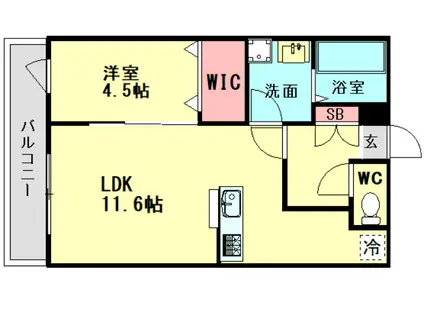 プライマリー直方(1LDK/1階)の間取り写真