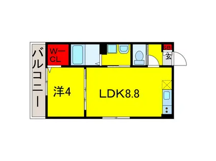 マロン クレール(1LDK/3階)の間取り写真