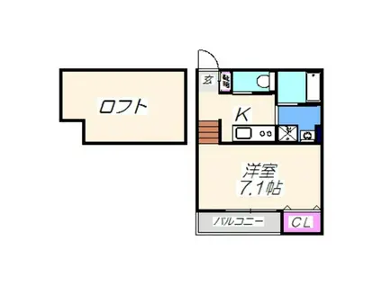 LUXE浜寺B棟(1K/2階)の間取り写真