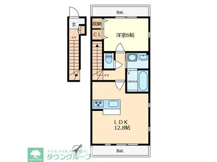 SWEET HOMEII(1LDK/2階)の間取り写真