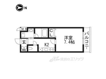 ベラジオ京都壬生ウエスト GATE(1K/1階)の間取り写真