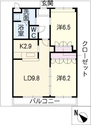 パストラル宮東(2LDK/2階)の間取り写真