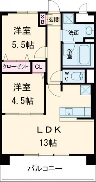 アトリエール堺寺地町(2LDK/1階)の間取り写真