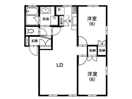 フラット チェルシーJPI A館(2LDK/1階)の間取り写真