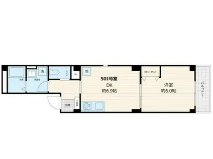 プラザN.J.A(1DK/5階)の間取り写真