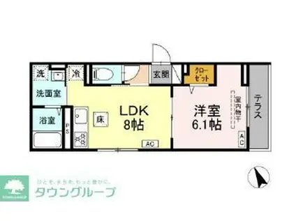 D PAINA 菅北浦(1LDK/2階)の間取り写真