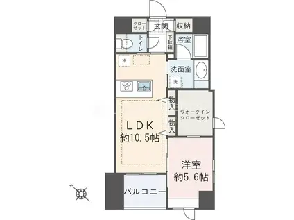 ブラントン日本橋大伝馬町(1LDK/6階)の間取り写真