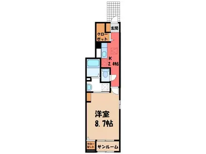 湘南新宿ライン高海 高崎駅(ＪＲ) バス乗車時間：31分 最寄りバス停で下車 徒歩3分 2階建 築3年(1K/1階)の間取り写真