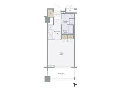 シティインデックス三田伊皿子(1K/3階)の間取り写真