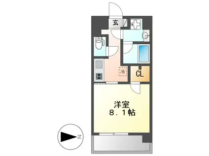 プレミアム浅間町(1K/2階)の間取り写真