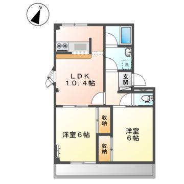ミートファインA(2LDK/2階)の間取り写真