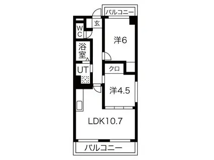 CASAGRANDE(2LDK/4階)の間取り写真
