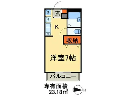 メゾンパティオ(ワンルーム/2階)の間取り写真