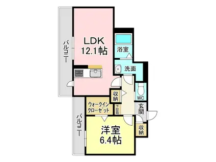 シャーメゾン静(1LDK/2階)の間取り写真