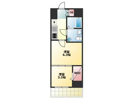 セレニテ谷町CALME(2K/10階)の間取り写真