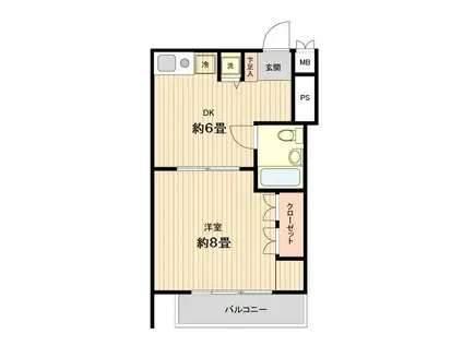 メゾン岩崎(1DK/2階)の間取り写真