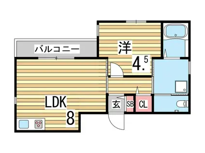 アンフィニ坂口通(1LDK/3階)の間取り写真