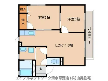 パティオ萩(2LDK/1階)の間取り写真